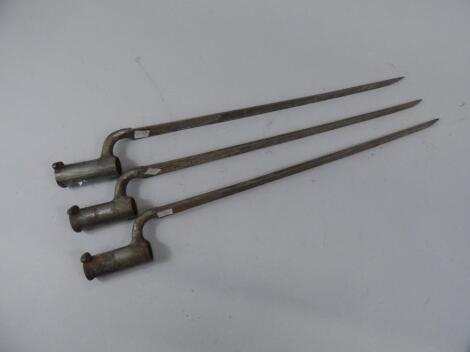 Three early 19thC socket bayonets