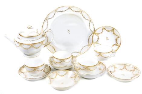An early 19thC part French porcelain tea set