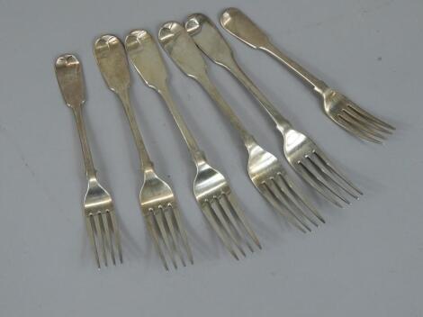 An associated set of four 19thC Fiddle pattern table forks