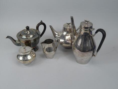 A silver plated four pieces tea set