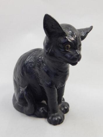 A Bretby Pottery black cat