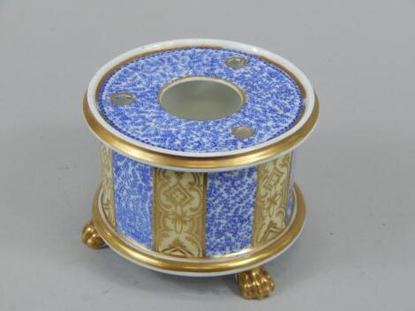 A late 19thC / early 20thC Paris porcelain drum shaped ink stand