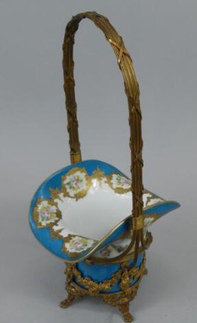 A 19thC French porcelain basket