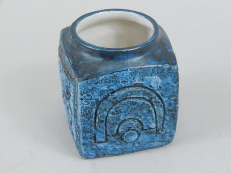 A Troika Studio Pottery square section vase