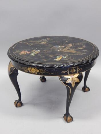 A black Japanned Oriental style circular occasional table