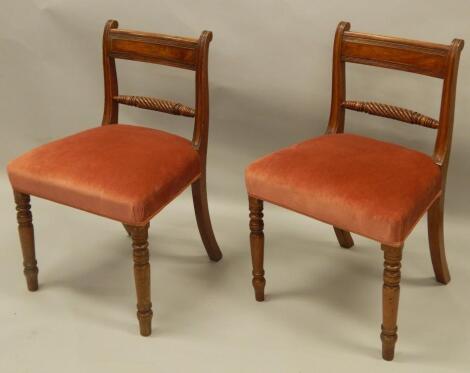 A pair of early 19thC mahogany bar back dining chairs