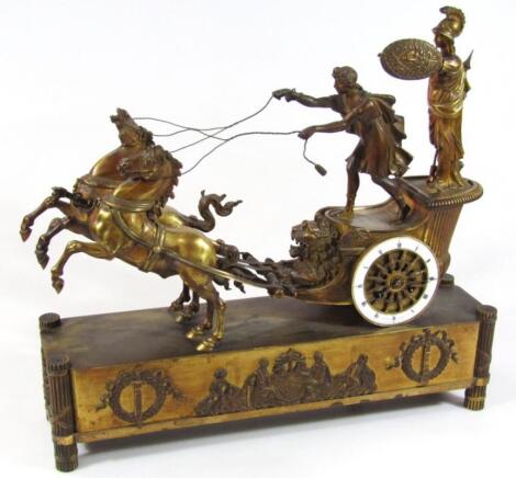 An early 19thC Parisian Empire ormolu mounted mantel clock