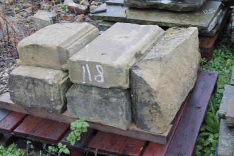 A quantity of sandstone facade blocks.