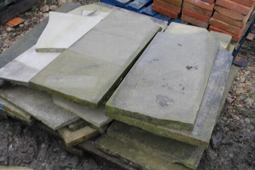 A quantity of new sawn sandstone slabs.