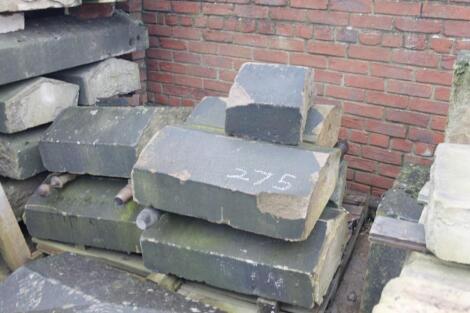 Eight granite coping blocks.