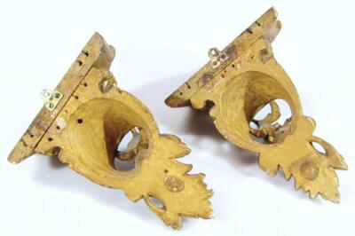 A pair of 20thC gilt wood wall sconces - 2