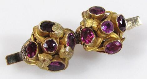 A Victorian double knot stone set brooch