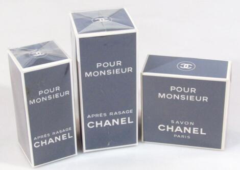 Various boxes of Savon Chanel cologne