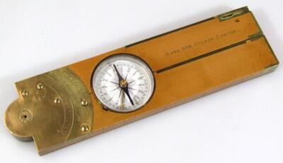 A late 19thC boxwood and brass folding inclinometer