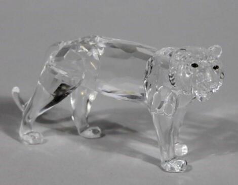 A Swarovski crystal standing wild cat