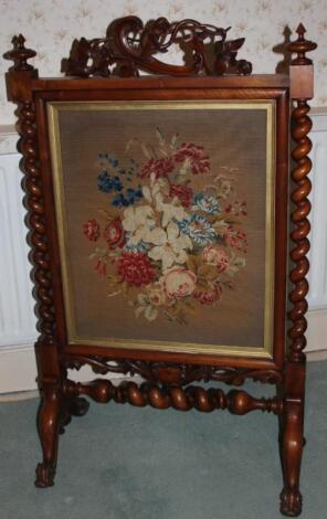 A Victorian mahogany firescreen