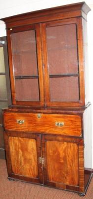 A 19thC mahogany secretaire bookcase