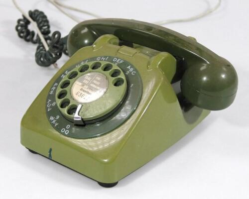 A retro green 1970's BT telephone