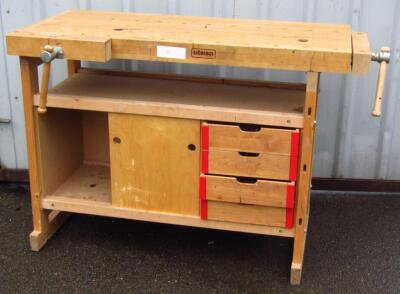 A modern Sjobergs wooden tool bench