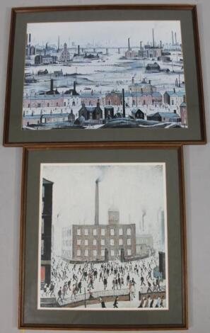 After Lowry. Figures before factory