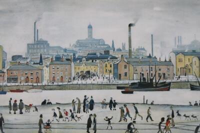 After Lowry. Manchester street scene with canal - 3