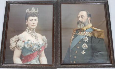 A coloured photgravure print of King Edward VII and Queen Alexandra