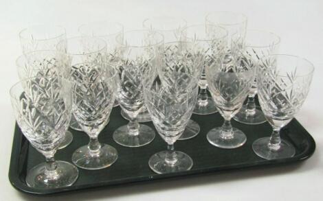 A matched set of sixteen Edinburgh crystal wine glasses