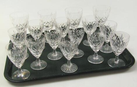 A set of twelve 20thC Edinburgh crystal miniature hock glasses