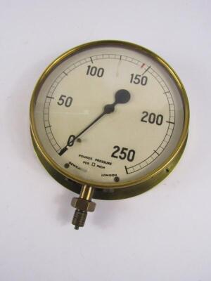 A 20thC Dewrance brass cased pressure gauge