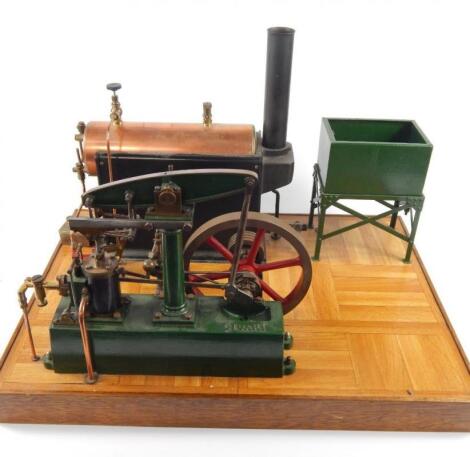 A partial horsepower table top live steam engine set