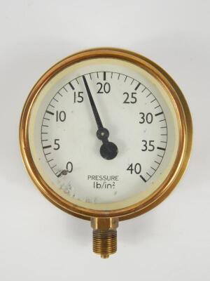 A modern brass cased pressure gauge