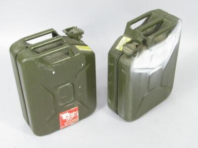 Two metal flammable liquid diesel containers