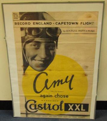 A Castrol Amy Johnson early 20thC poster