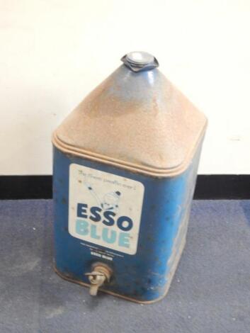 An Esso blue paraffin tin can with tap