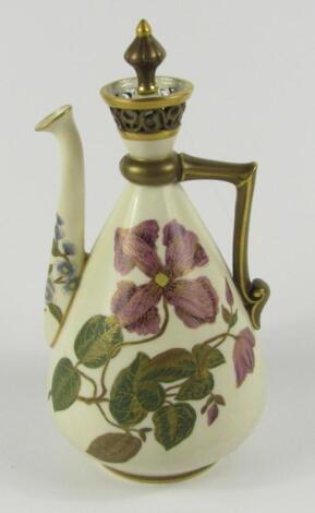 A Royal Worcester blush porcelain oil bottle and stopper