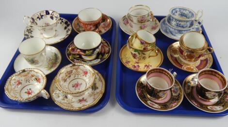 English early to mid 19thC porcelain tea wares and trios