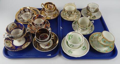 English early to mid 19thC porcelain tea wares and trios