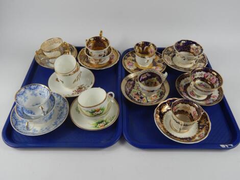 English early to mid 19thC porcelain tea wares and trios