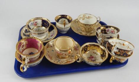 Early 19thC porcelain tea and coffee cups and saucers