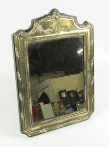 A Geo V silver table mirror