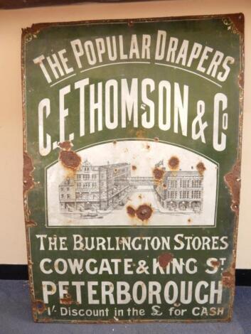 An enamel sign for C E Thomson & Co