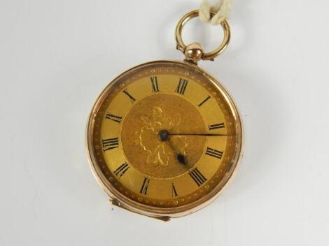 A lady's late 19thC yellow metal cased pocket watch