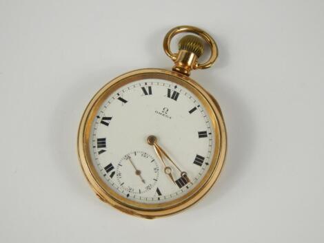 An Omega gentleman's gold plated open faced pocket watch