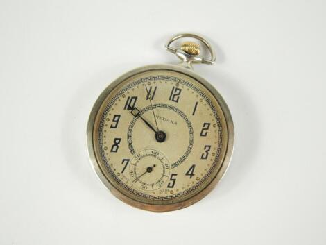 A Medena silver open faced Art Deco pocket watch