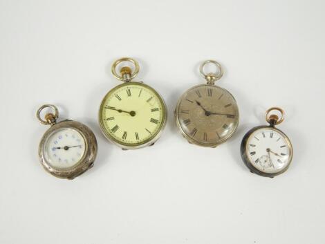 A lady's silver cased open faced pocket watch