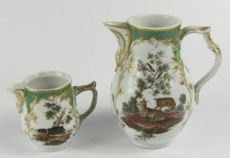 A Berlin porcelain 19thC coffee jug and cream jug