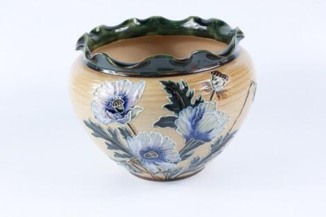 A Doulton Lambeth stoneware late 19thC jardiniere decorated by Joan Honey