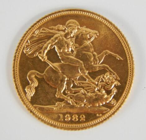 An Elizabeth II gold sovereign