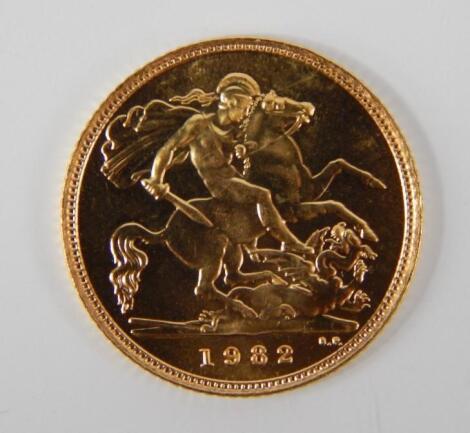 An Elizabeth II gold half sovereign