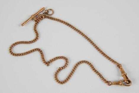 A 9ct rose gold curb link Albert chain